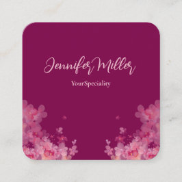 rosa för blommigt av elegantens vattenfärgsmörk fyrkantigt visitkort
