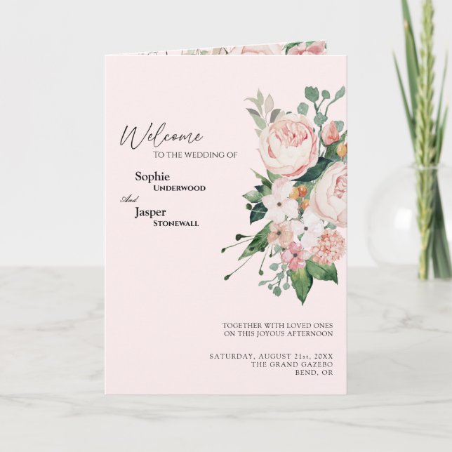 Rosa för  Blommigt Bröllop-programmet Program (Framsida)