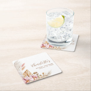  Rosa för bohemiska Pampas Grass   MÖHIPPA Underlägg Papper Kvadrat