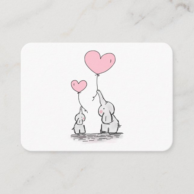 Rosa för bok-begäran, vit elefant-babystötare tilläggskort (Framsida)