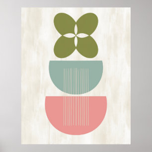 Rosa för botaniskt myntverk i modern Abstrakt i mi Poster