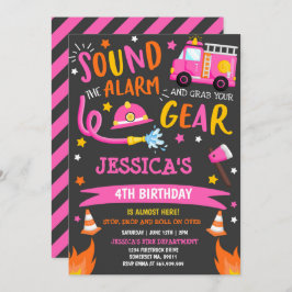 Rosa för brandbekämpning för Födelsedagsfest av br Inbjudningar