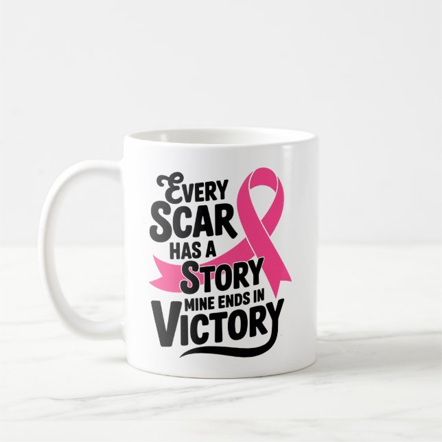 Rosa för bröstcancer Ribbon Warrior Survivor Kaffemugg (Vänster)