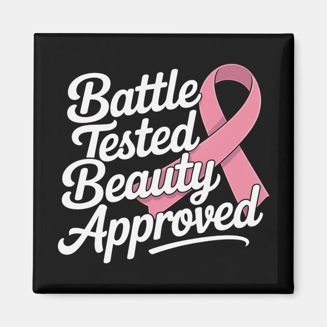 Rosa för bröstcancerbekämpning Ribbon Warrior Magnet (Framsidan)