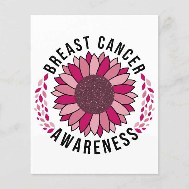 Rosa för bröstcancerstöd - blomma flygblad (Framsidan)