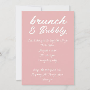 ROSA FÖR BRUNCH & BUBBLY PINKBRIDAL SHOWER SHOWER- INBJUDNINGAR