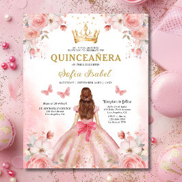 Rosa för budgetBlommigt Bilingual Spain Quinceaner Flygblad