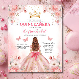 Rosa för budgetBlommigt Bilingual Spain Quinceaner Flygblad
