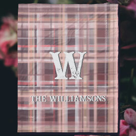 Rosa för  burgundspersika med monterat initialskri fleecefilt