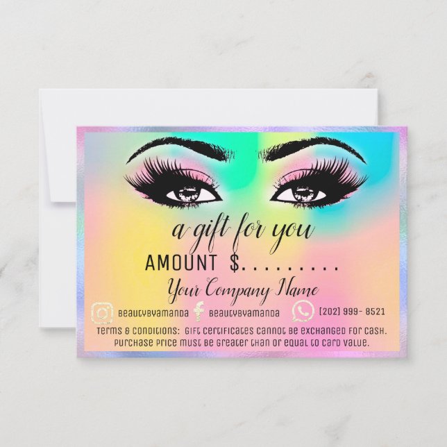Rosa för Business Gift Certificate Holograph Rainb (Framsida)