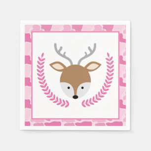 Rosa för Camo servetter lite hjortbaby shower