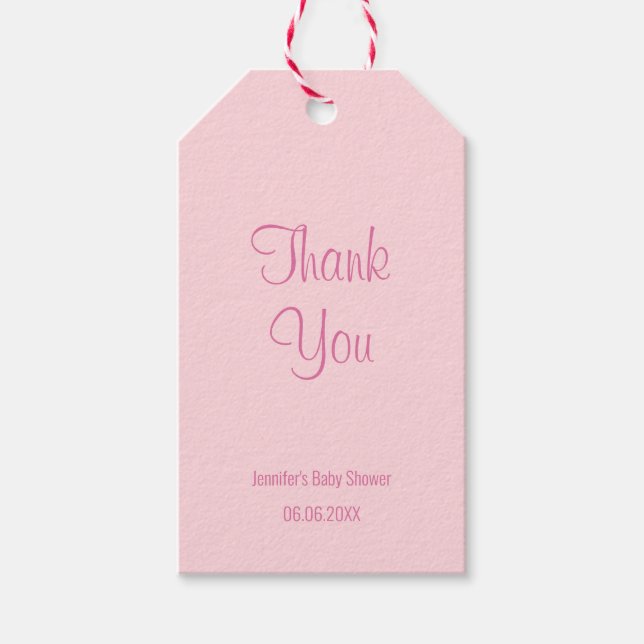  Rosa för Chic av babyskor - Tack enkel Presentetikett (Framsidan)