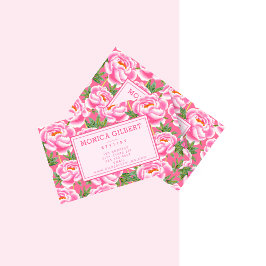 Rosa för Chic Peonies Mönster Visitkort