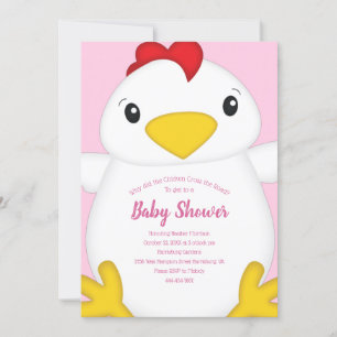Rosa för Chicken Baby Shower Inbjudningar