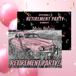 Rosa för den funktionella Pension Party-bilen Inbjudningar
