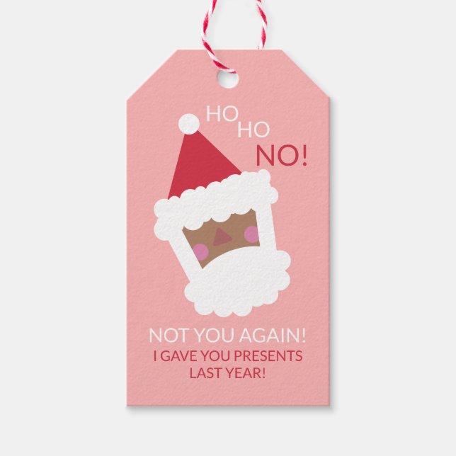 Rosa för den nutida svarta Jultomten i jul Presentetikett (Framsidan)