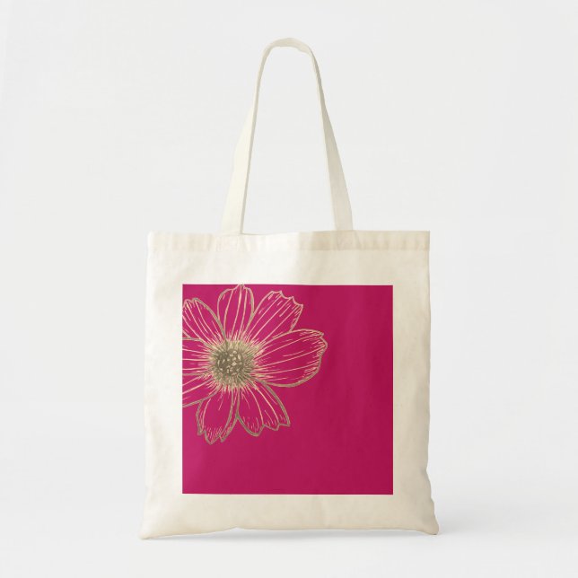 Rosa för design av gyllene Blommigtar Tygkasse (Framsidan)