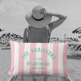 Rosa för eget namn för Beach House Cabana Rand Lumbarkudde