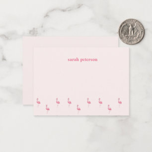 Rosa för eget namn för Cute rosa flamingo Anteckningskort
