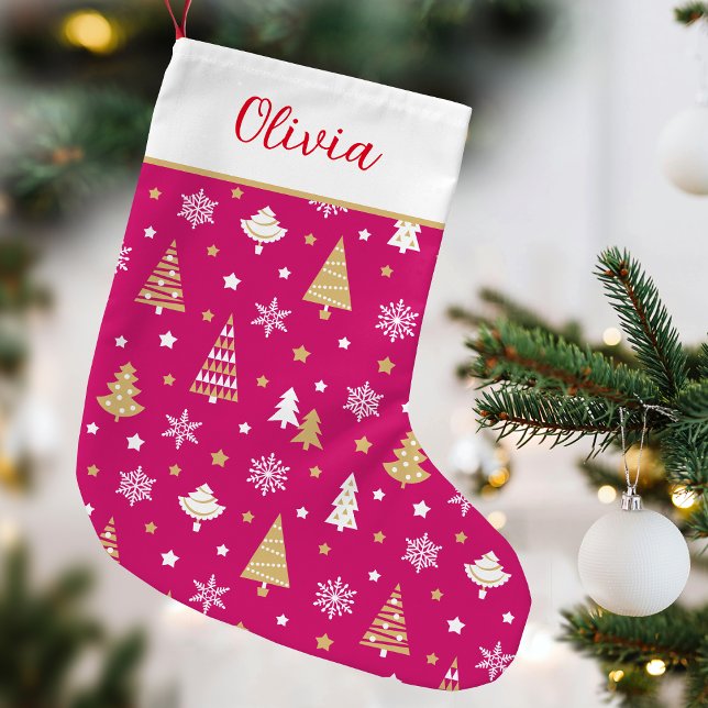 Rosa för eget namn för Festive Julgran Liten Julstrumpa (Skapare uppladdad)