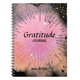 Rosa för eget namn på Gratitude Journal Black Anteckningsbok