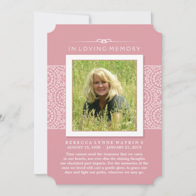 Rosa för Elegant av Memorial Photo Tack PERHAPS DI Inbjudningar (Framsida)