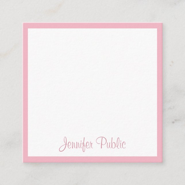 Rosa för Elegant av Namn-textmall för handskrivet  Fyrkantigt Visitkort (Framsida)