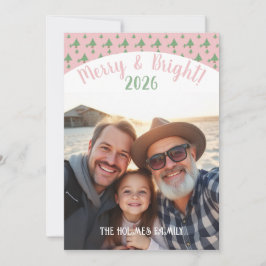 Rosa för en fotojulfamiljskuie julkort