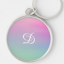 Rosa för enkel gradient, enkel inledande rund silverfärgad nyckelring