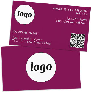 Rosa för enkel Logotyp och QR-Magenta för textkod Visitkort