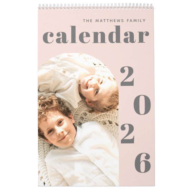  Rosa för enkel modern Anpassningsbar - fotoplaner Kalender (Omslag)