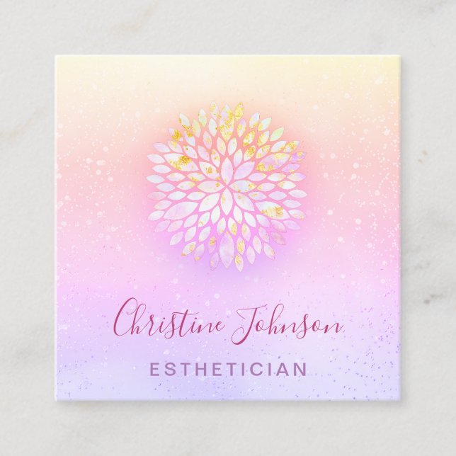 rosa för estetisk lila fyrkantigt visitkort (Framsida)
