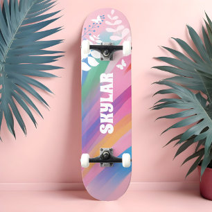 Rosa för färgad Blommigt av Pride med Mönster Mini Skateboard Bräda 18,5 Cm