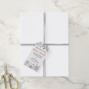 Rosa för favorittagg för Winter-snöflake-babyskor Presentetikett