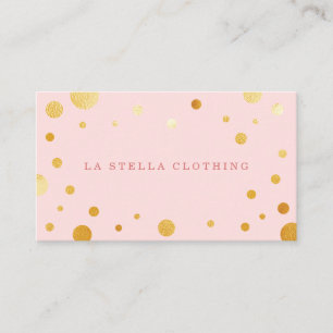 Rosa för femininin Chic Guld Konfetti Polka Punkt Visitkort