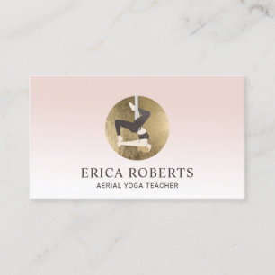 Rosa för flygplansinstruktör Guld Logotyp Visitkort
