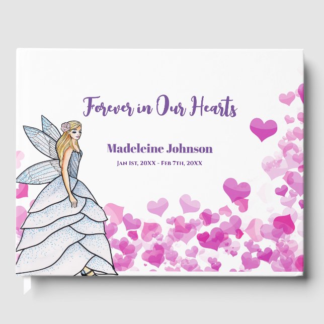 Rosa för Funeral Girl Fairy Princess Gästböcker (Framsida)