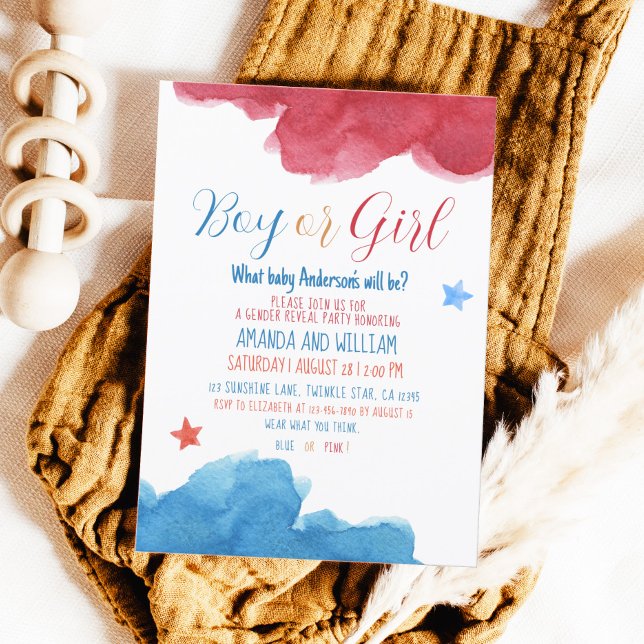 Rosa för gender och blåa Party Inbjudningar (Skapare uppladdad)