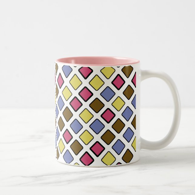 Rosa för geometriska diagonalplattor på Färg Två-Tonad Mugg (Höger)