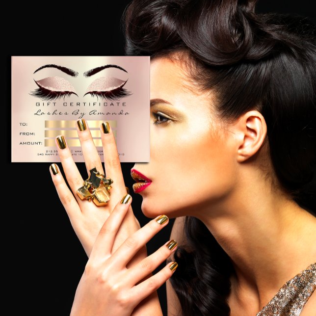 Rosa för gift-certifikat Makeup Cosmetolog Lash Vykort (Gift Certificate Makeup Cosmetologist Lash Pink Postcard)