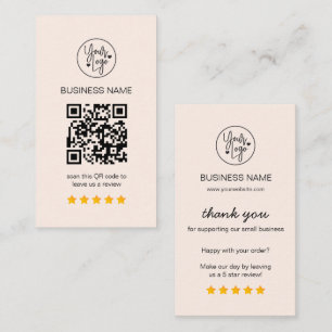 Rosa för granskning av företag QR-kod 5 Star Revie Visitkort