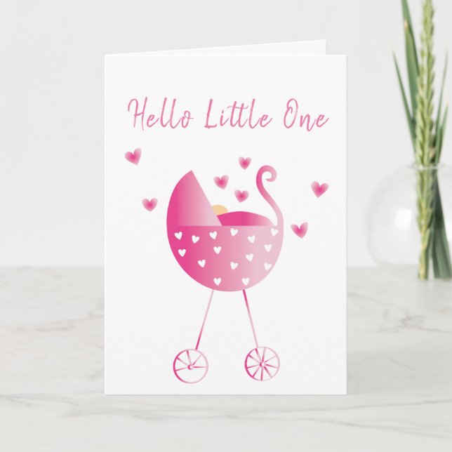 Rosa för Grattis av vattenfärgen Flicka Carriage  Kort (Framsida)