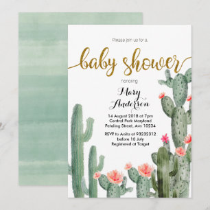 Rosa för guld Succulent sommar Baby Shower-inbjuda Inbjudningar