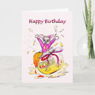 Rosa för honungsbunny Grattis på födelsedagen roli Kort