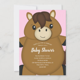 Rosa för Horse Baby Shower Inbjudningar