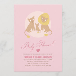 Rosa för Inbjudan Rosa Baby Shower i lejona fami