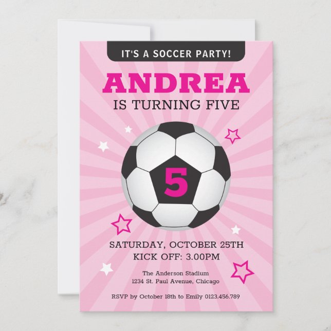 Rosa för inbjudan till fotboll i Party (Framsida)
