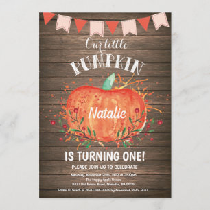 Rosa för inbjudan till Rustic Pumpkin Birthday