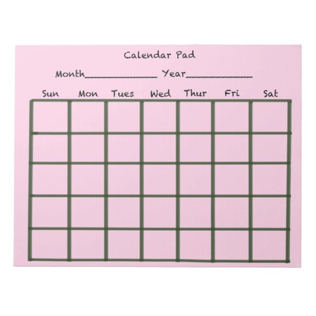 Rosa för kalender Pad Anteckningsblock (Framsida)