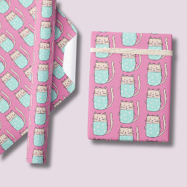 Rosa för kattflickor presentpapper